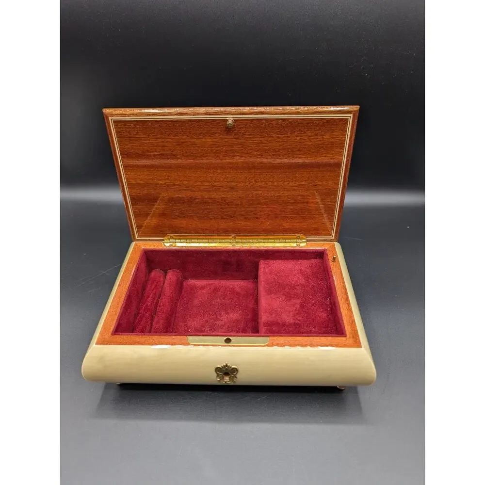 Italian Inlaid Wood Musical Jewelry Box